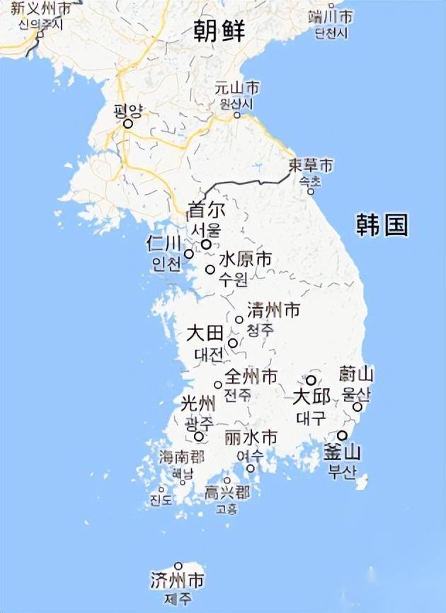 中国与韩国接壤地图图片