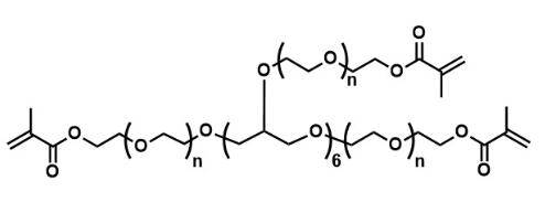 八臂聚乙二醇甲基丙烯酸酯,与多种化合物发生化学反应_in_试剂_结构
