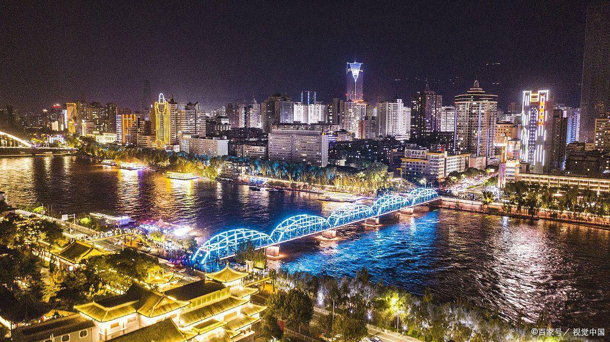 黄河边夜景图片