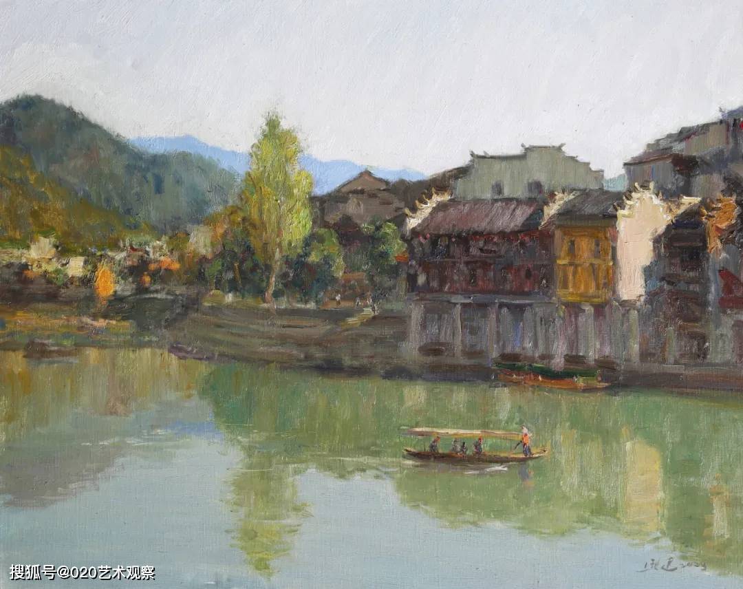《边城小舟》80×100cm 布面油画 2023年《浏阳》80×120cm 布面油画