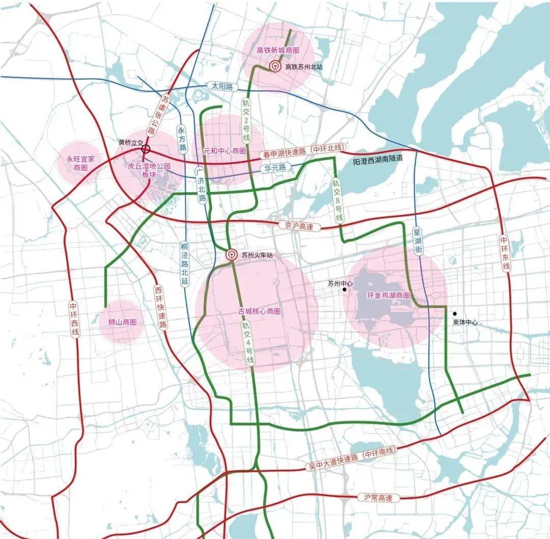 线活力岛站,8号线虎丘湿地站(在建),轨交14,17,19号线,22号线(规划中)