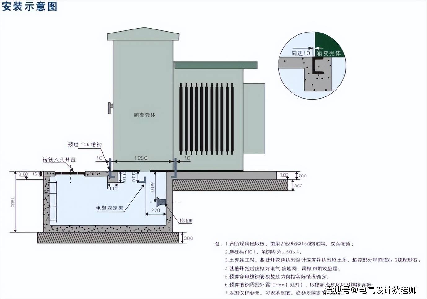 箱变基础施工图 尺寸图片