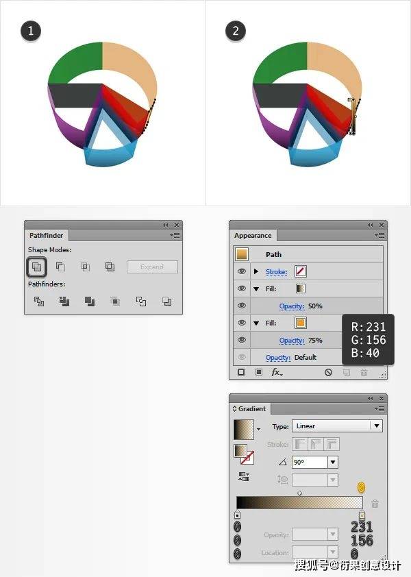 ai软件技巧,绘制3d饼图