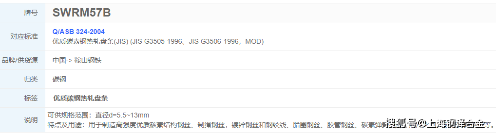 SWRM57B应用于碳素弹簧钢丝