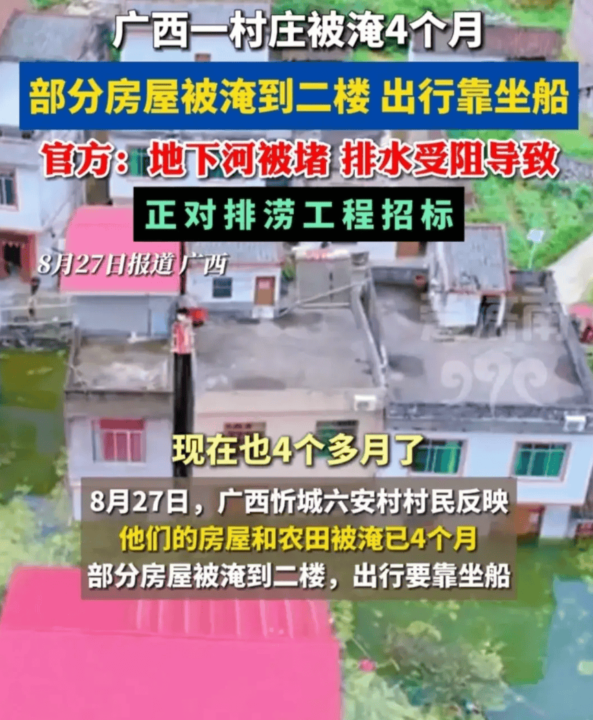 原创            广西村庄被淹4个月！ 牲畜被转移，村民住养老院，官方回应惹众怒-广西被洪水冲走