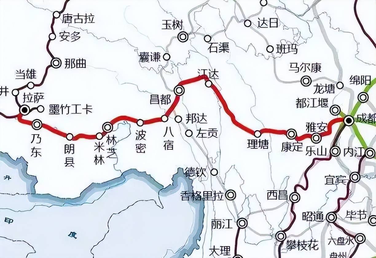 拉萨至林芝铁路地图图片