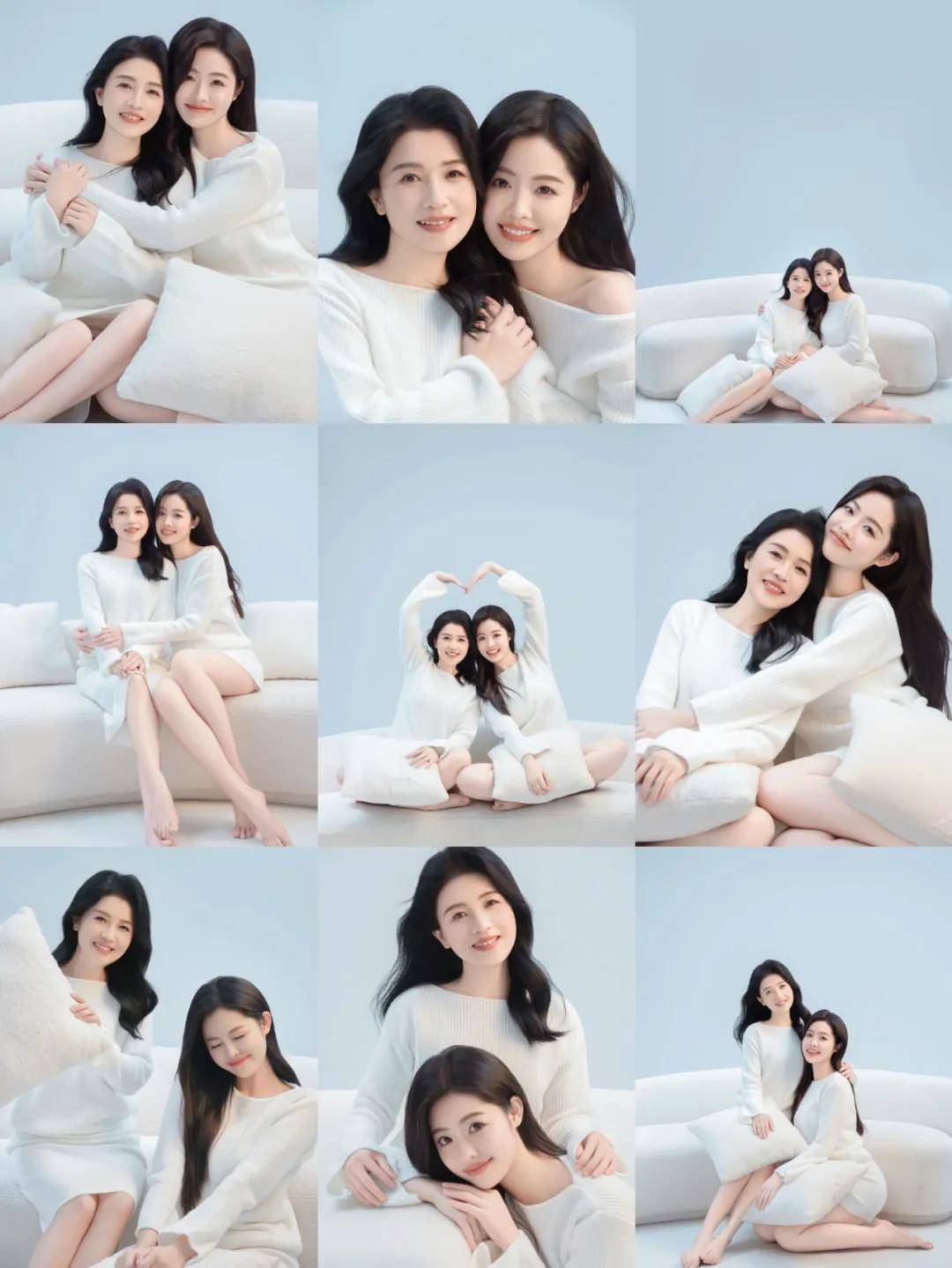 母女 9个亲密母女拍照姿势，就这样拍，温馨又动人，瞬间定格亲情_照片_沙发_自然