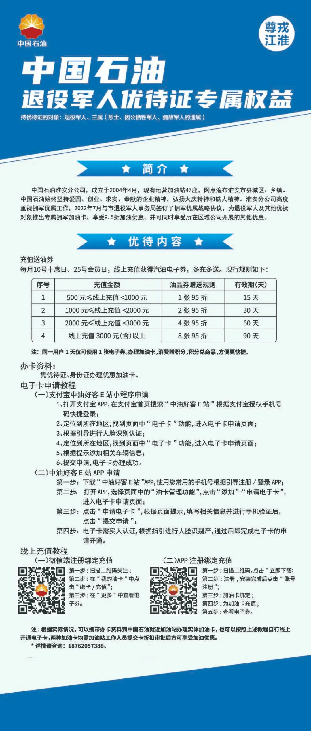 5折加油优惠推出专属拥军加油卡为全国退役军人和其他优抚对象中石油