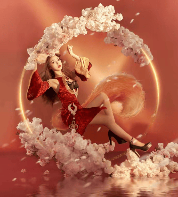 网红cos妲己女仆咖啡,身穿白丝,女仆裙,手拿蛋糕,表情超诱惑