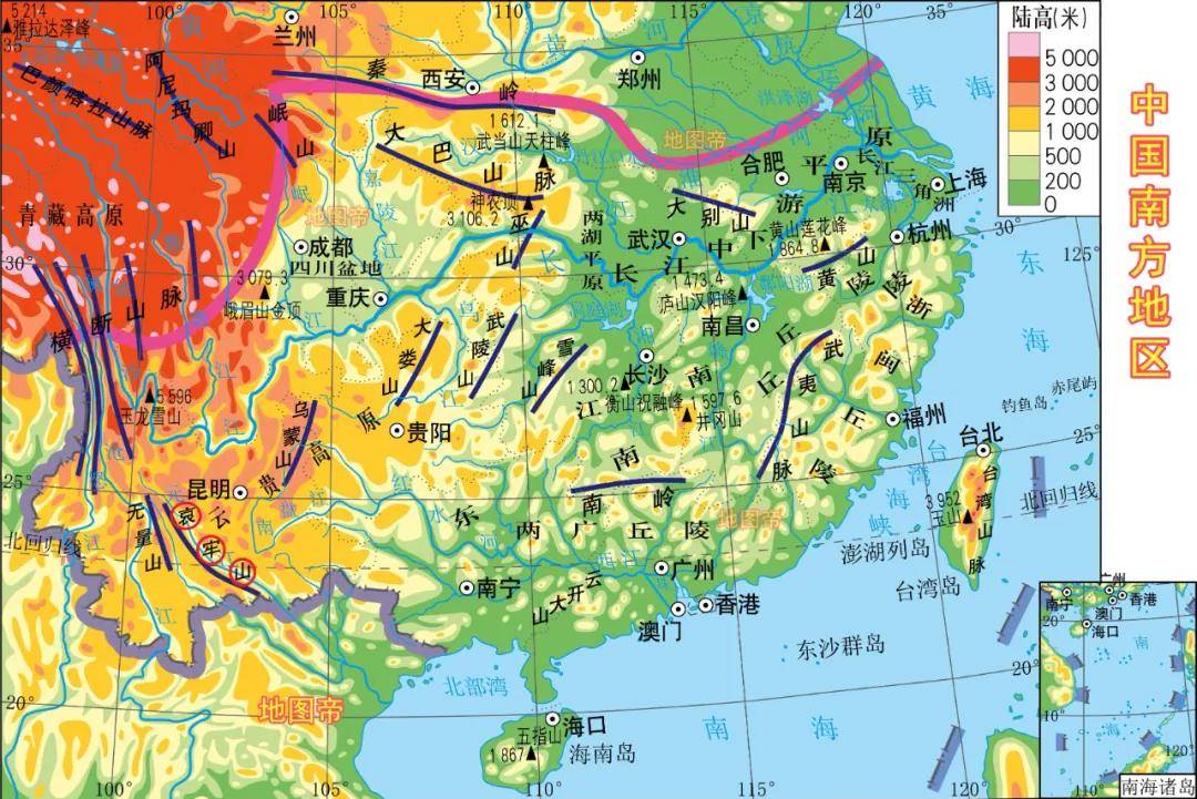 云南三大山脉地图全图图片