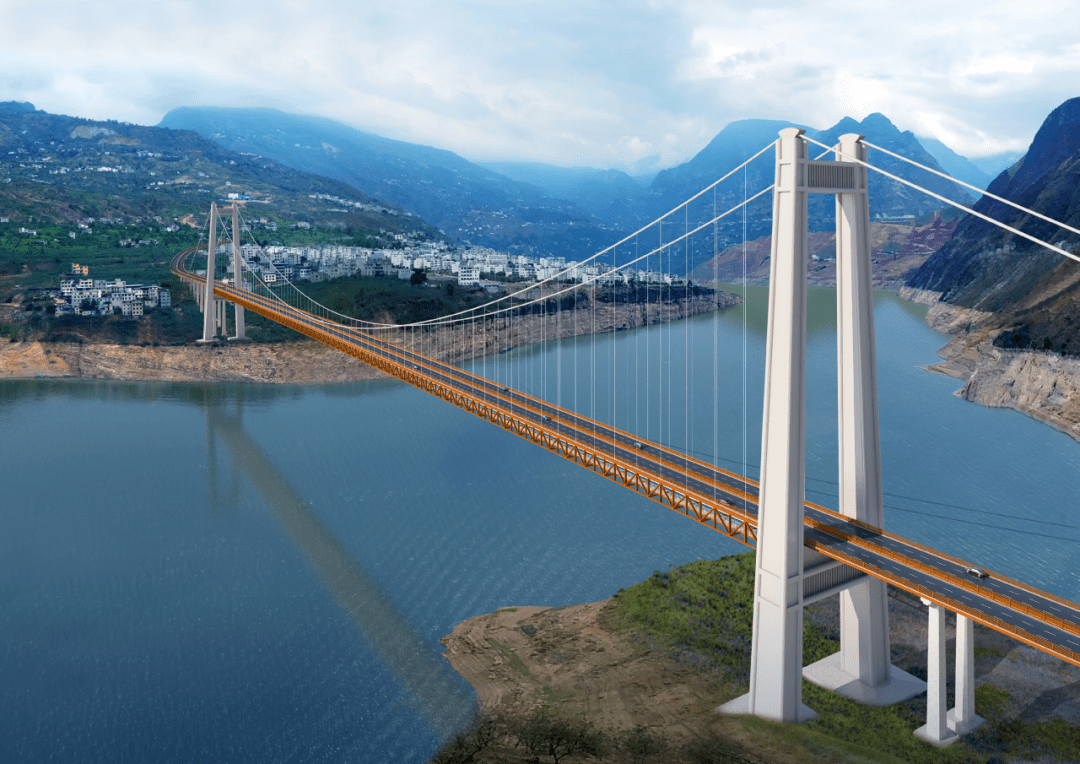 金沙江大桥全长1681米,双向四车道,成了世界最大跨径悬索桥
