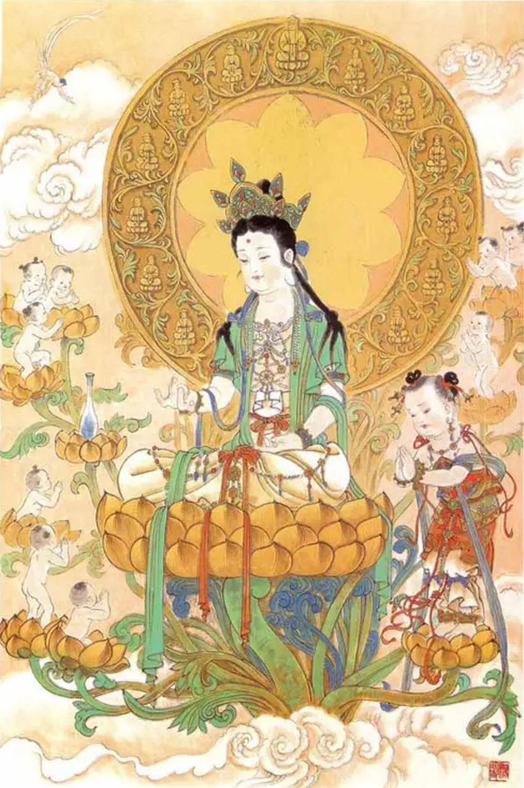这组带善财童子的观音,仁慈柔美!