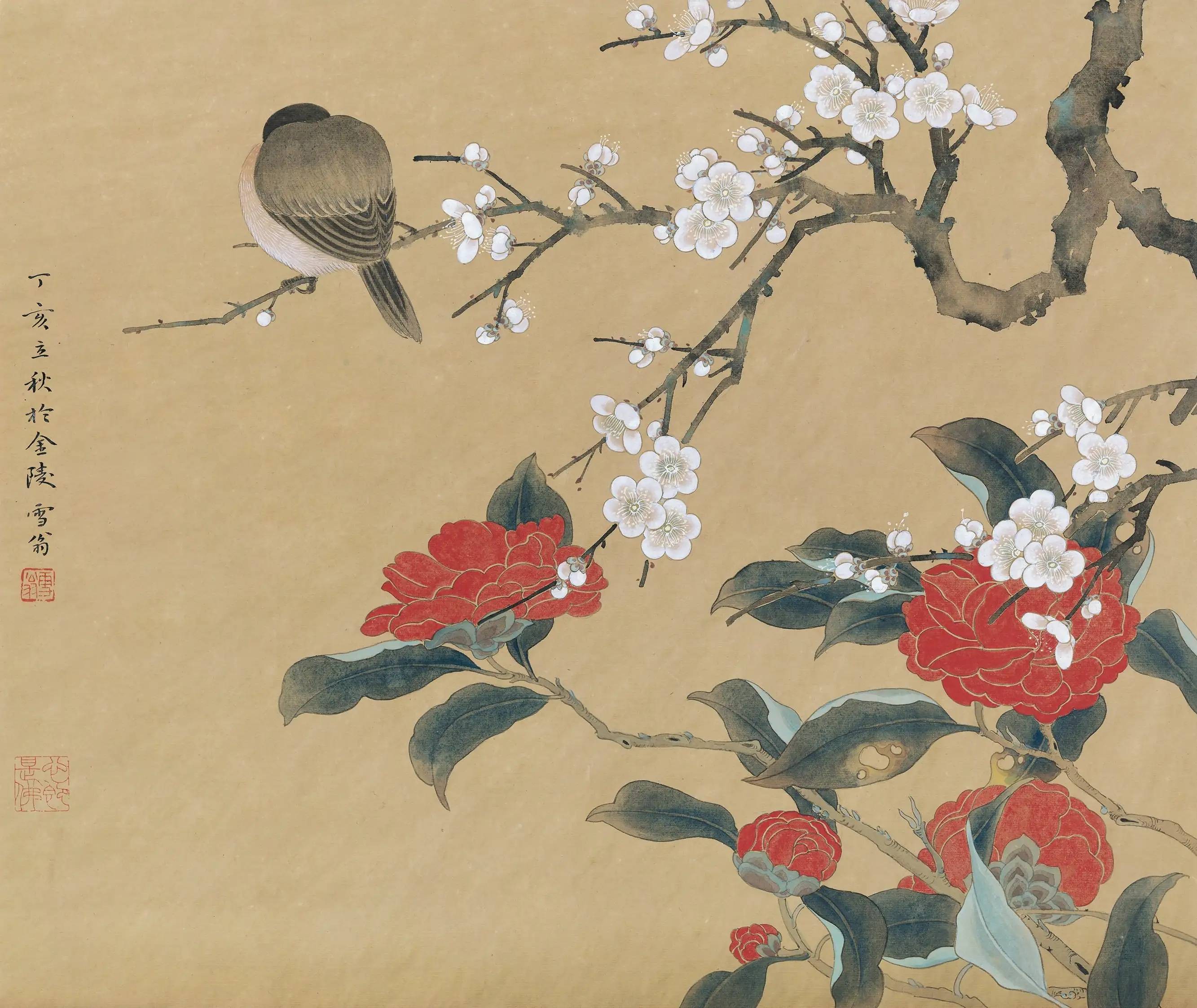 陈之佛一组精美的工笔花鸟画