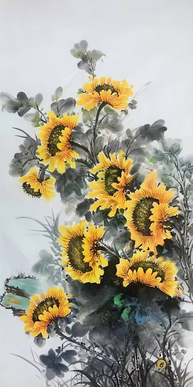 葵心逐日金榜题名国画中向日葵的高考文化意象