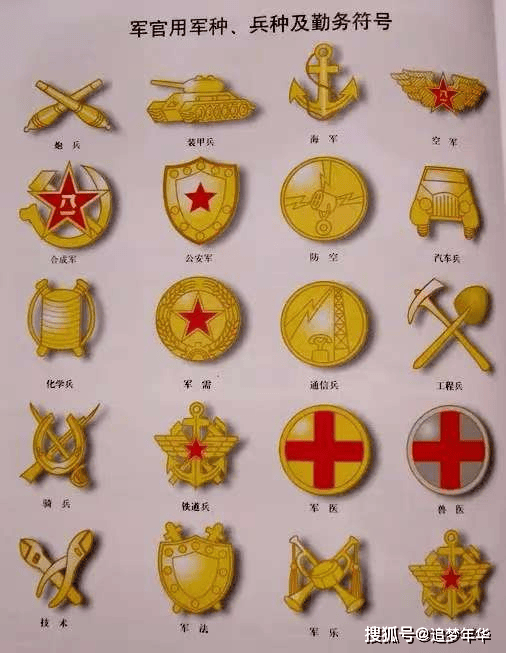 五五式军装领章上"扳手 老虎钳",是从事技术工作军人勤务符号
