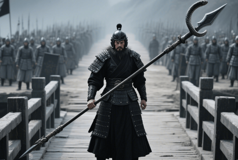 你看,赵云七进七出曹营,救出甘夫人和小阿斗后,跑到长坂桥,大喊:"翼德