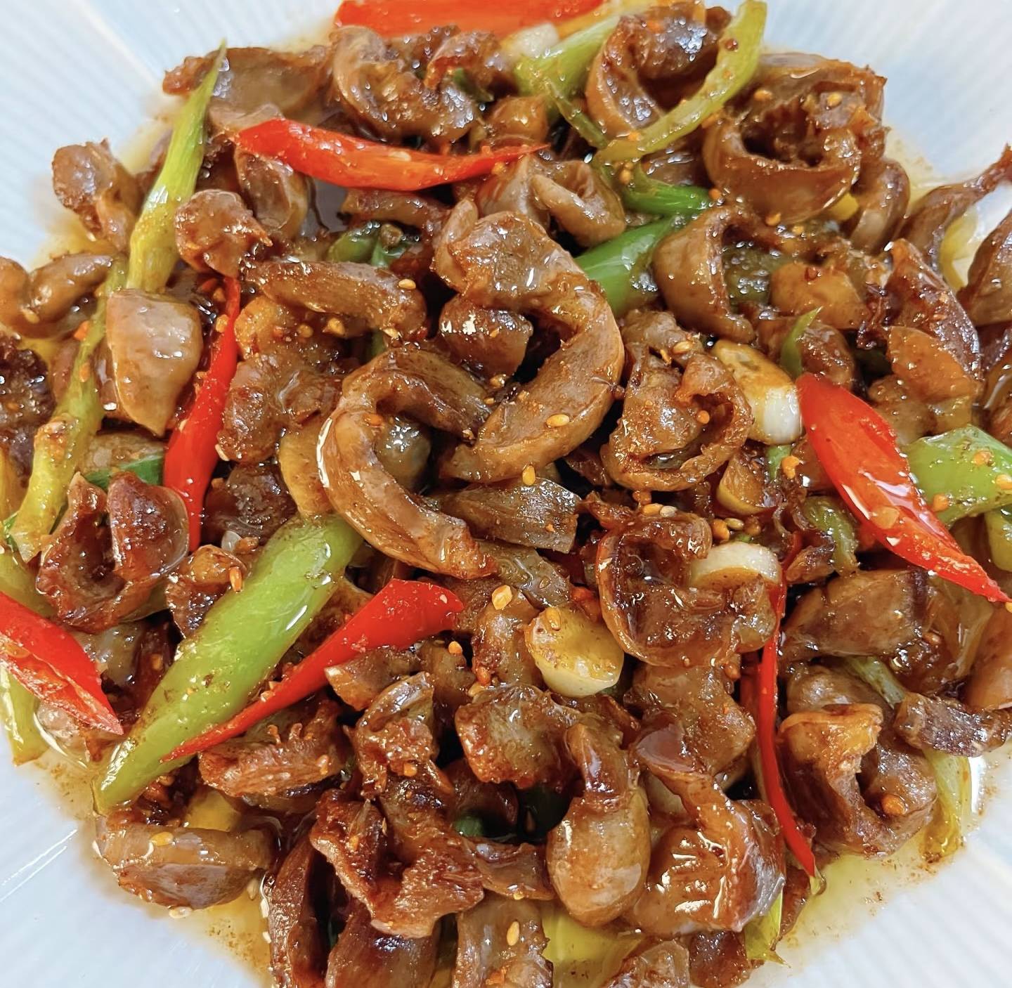 家常辣炒鸡胗:大火爆炒超入味,脆嫩不柴巨下饭