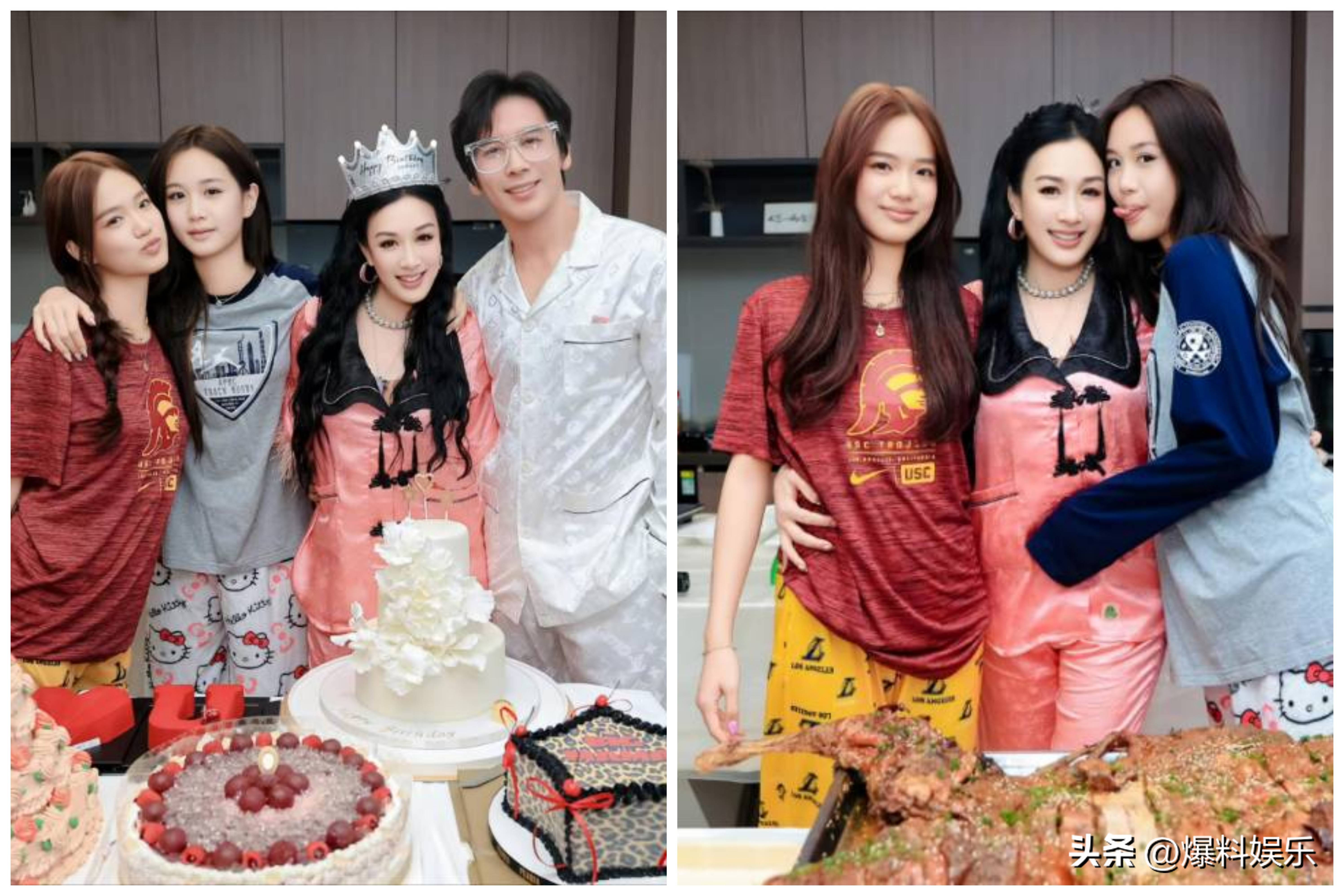 钟丽缇55岁睡衣生日派对,与张伦硕甜蜜同框,母女四人似姐妹