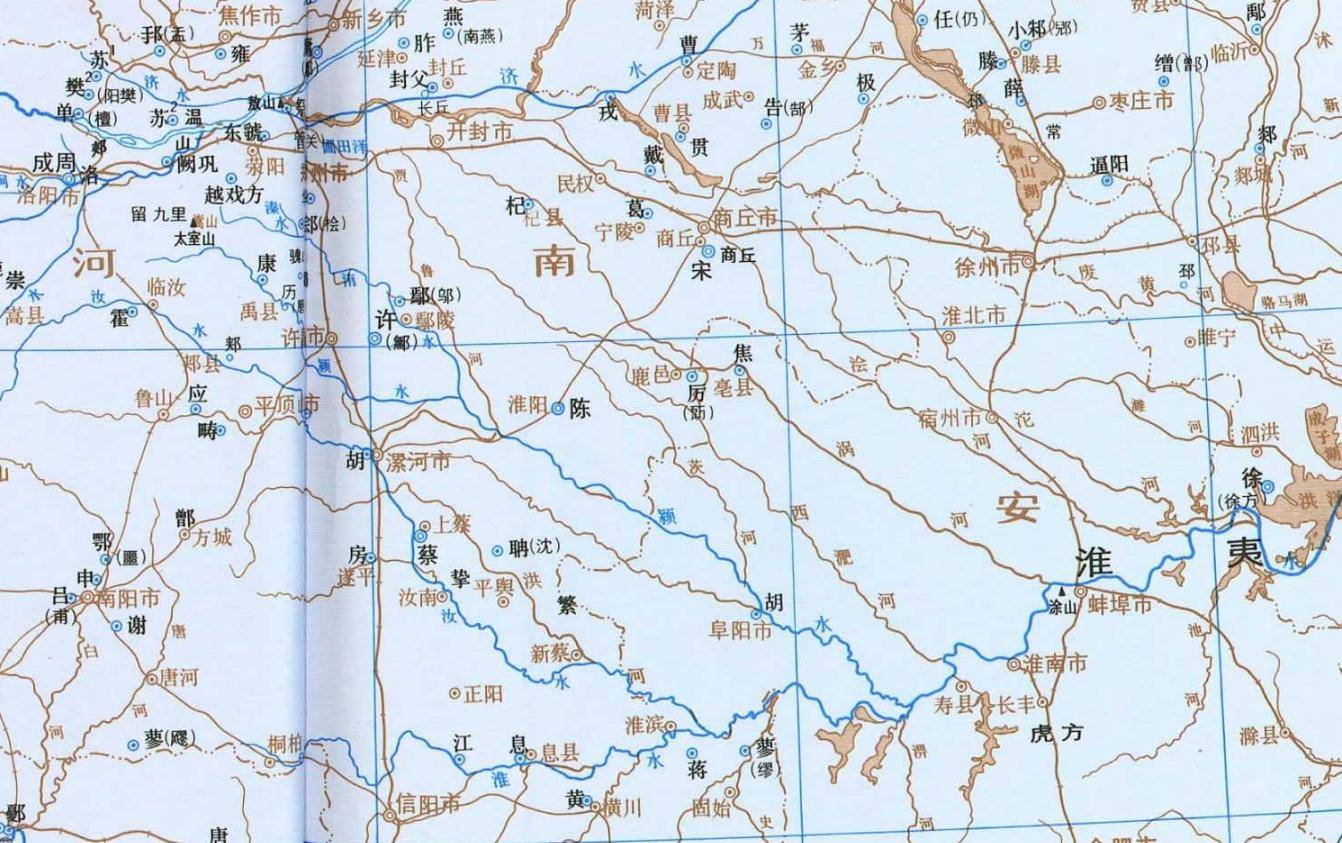 陈国北邻夏后裔的杞国,西有徐楚,南接蔡国,进入