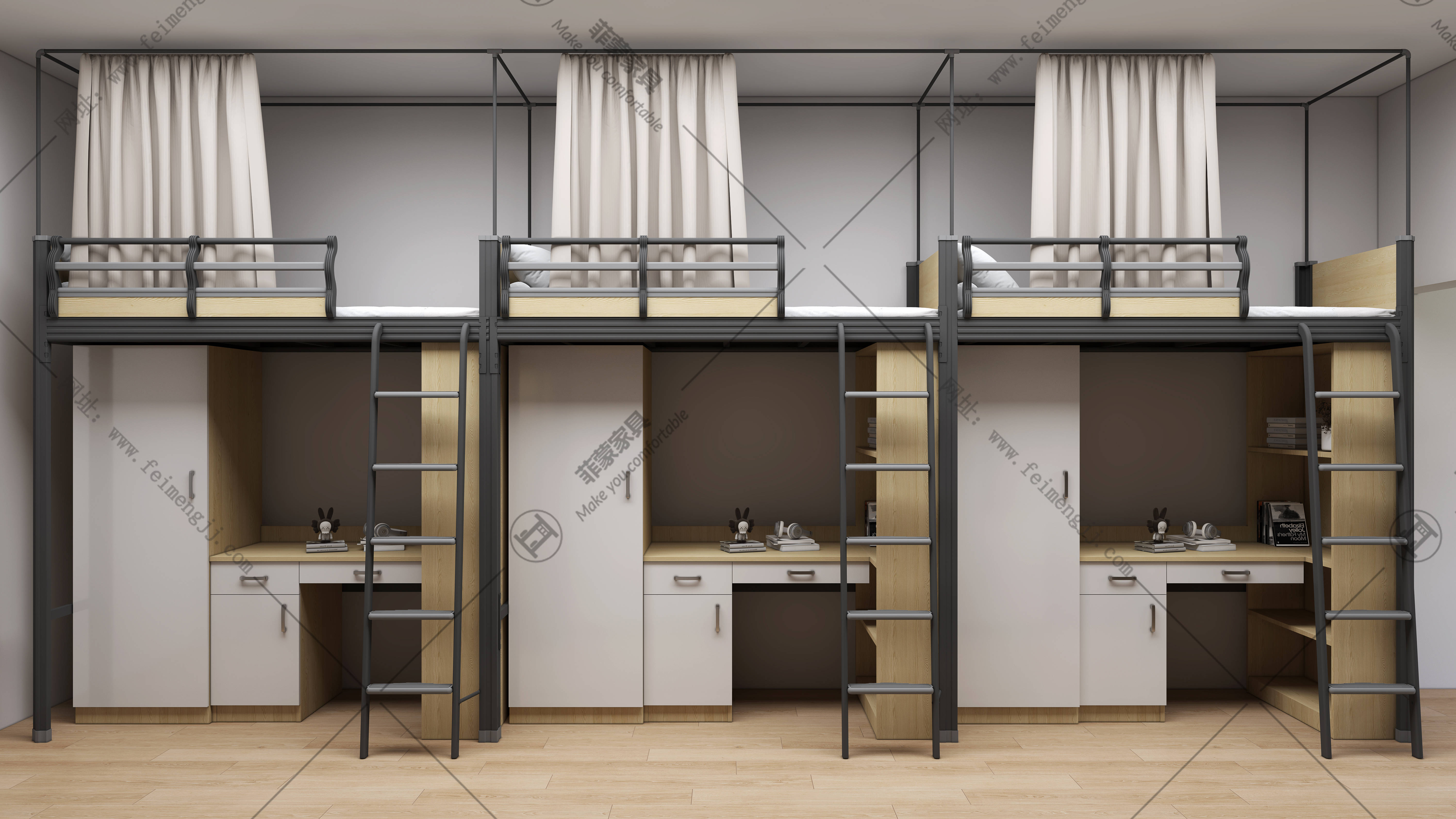 上下铺铁床安装必看!学校企业宿舍床定制指南