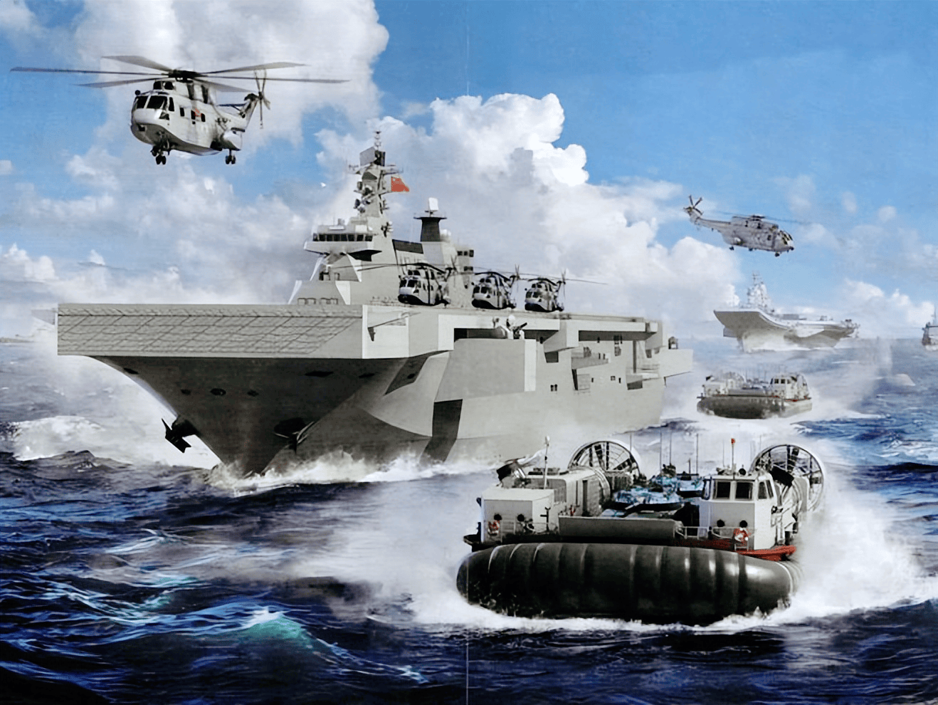 原创设计中国新型两栖舰首度海上测试，排水量突破4万吨，配备电