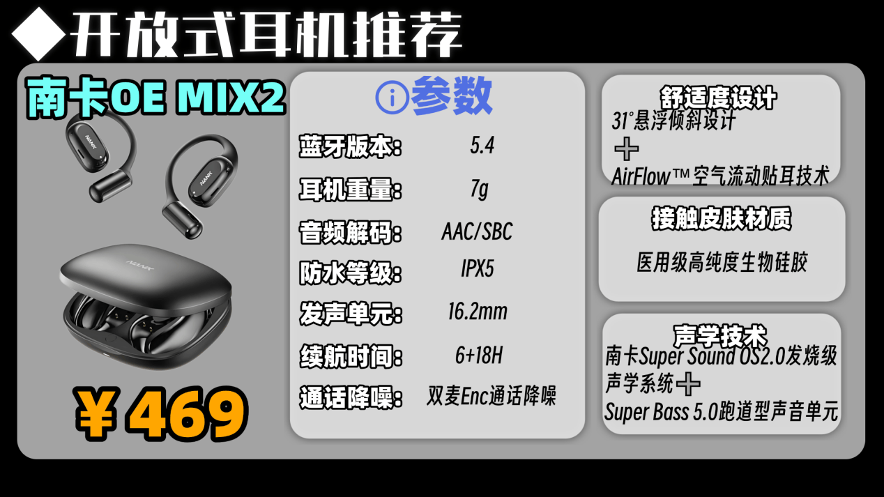 开放式耳机性价比最高的是哪款？2026年开放式耳机性价比高的品牌推荐十强