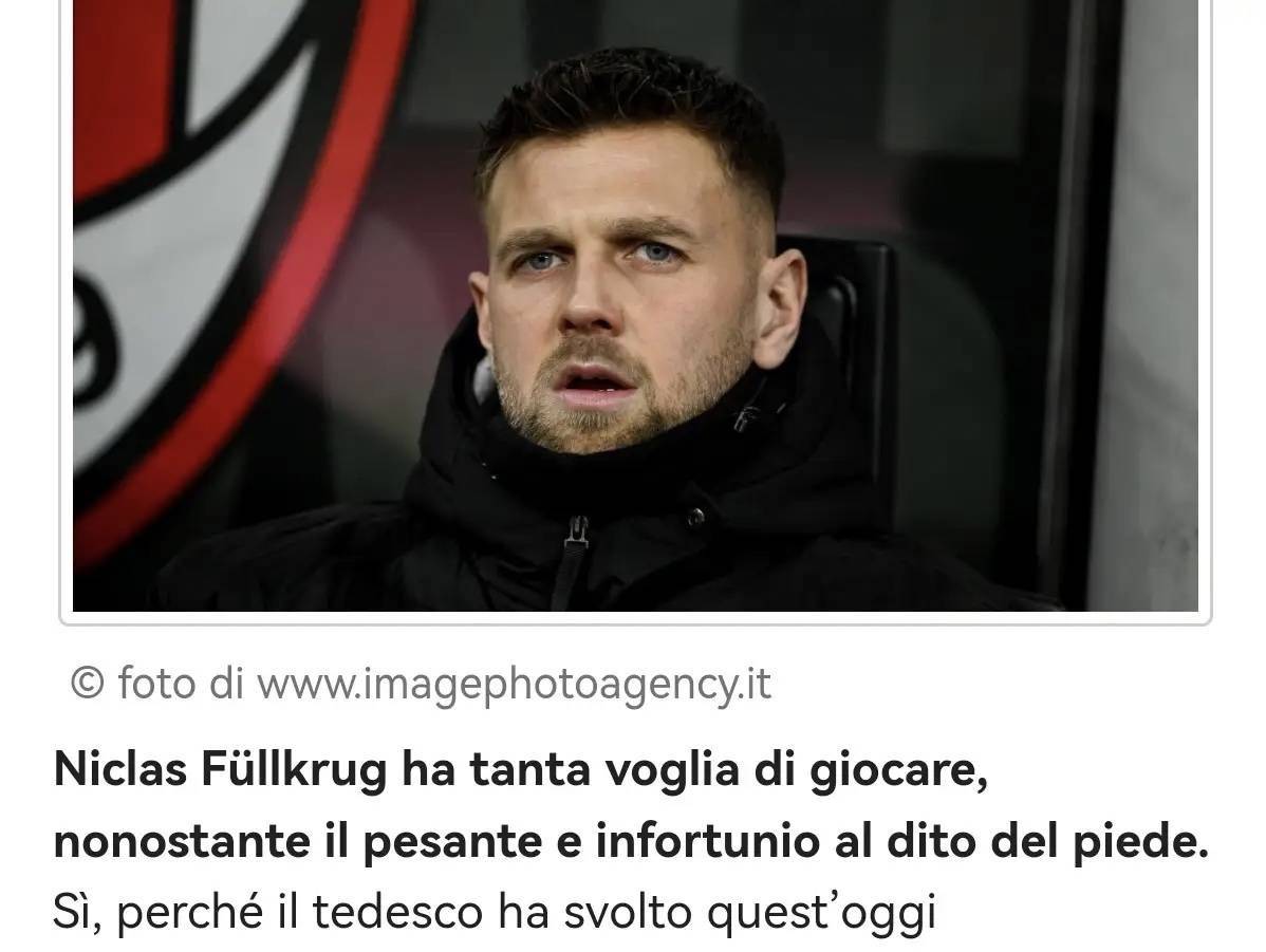 意甲媒体透露：菲尔克鲁格带伤咬牙参加训练，有望入选米兰客战科莫大名单
