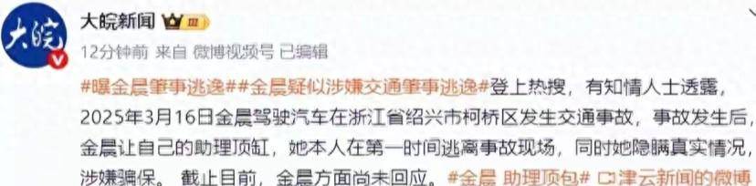 原创            金晨被爆肇事逃逸，下饭综艺面临停播风险后续代言或将换人
