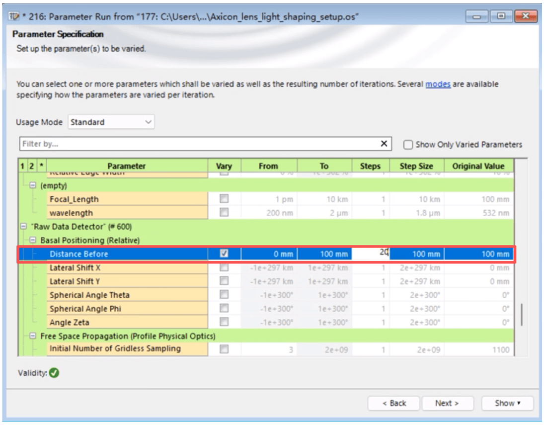 [VirtualLab] VirtualLab Fusion参数扫描动画教程—以轴锥镜-透镜生成3D瓶束为案例的图5