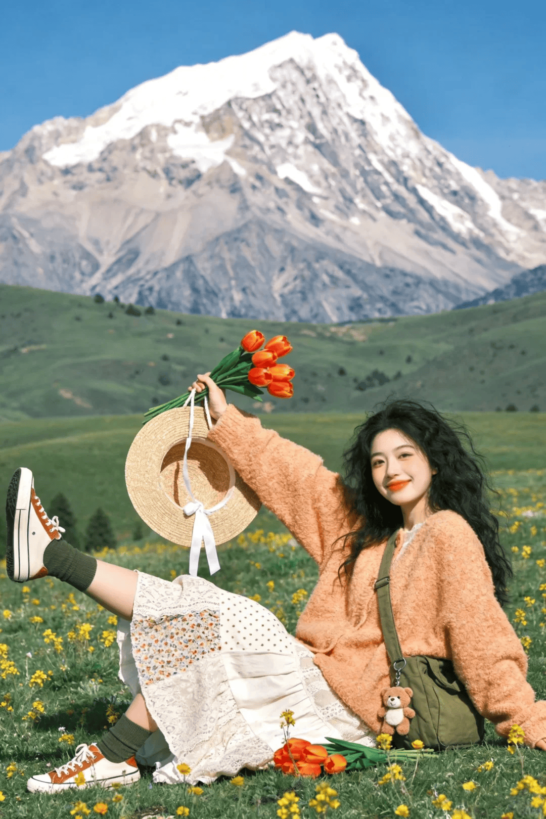 省下路费！AI 一键生成川西雪山 + 花海胶片写真
