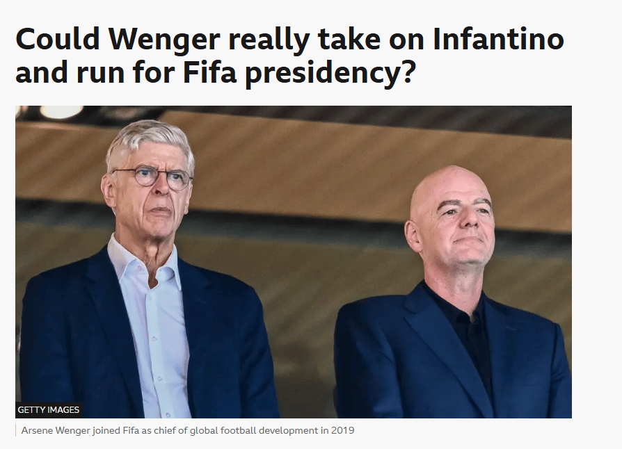 FIFA许多工作人员希望温格参选国际足联主席