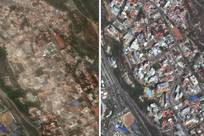 委强震前后卫星图对比：建筑夷为平地 令人不寒而栗