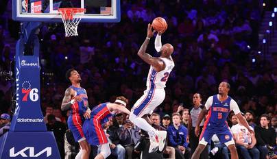 NBA-76人VS活塞 詹姆斯漂移投篮