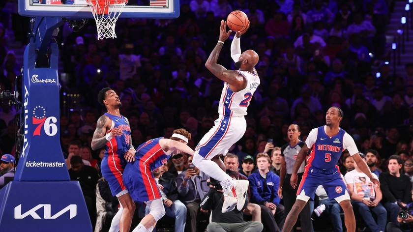 NBA-76人VS活塞 詹姆斯漂移投篮