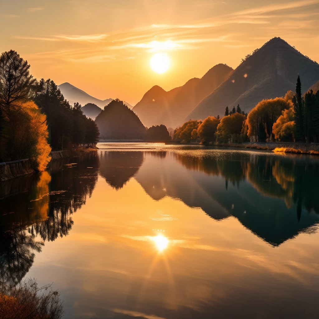 南登杜陵上,北望五陵间.秋水明落日,流光灭远山