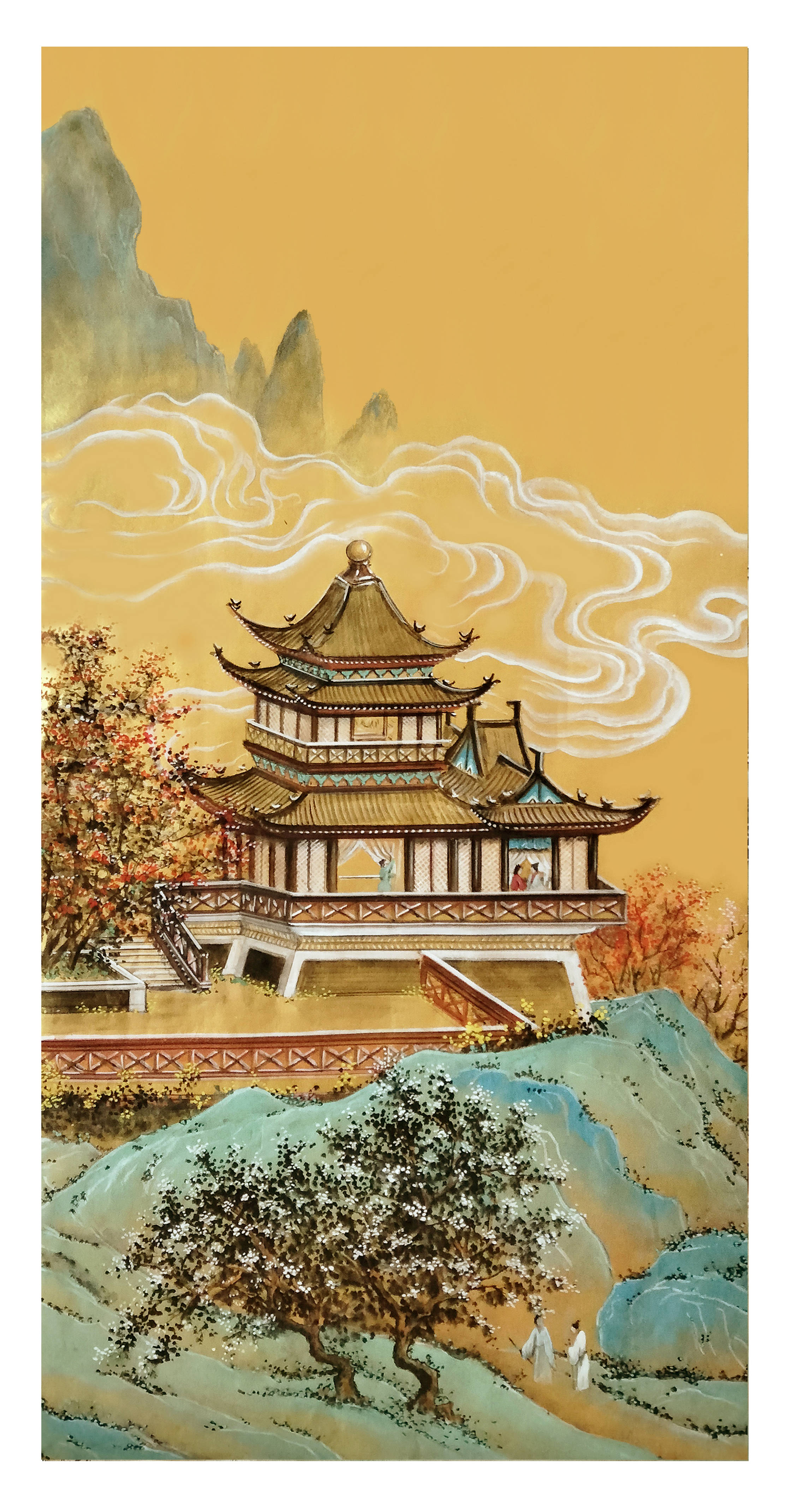 界画寒江---青绿山水界画《早春图》(全集)