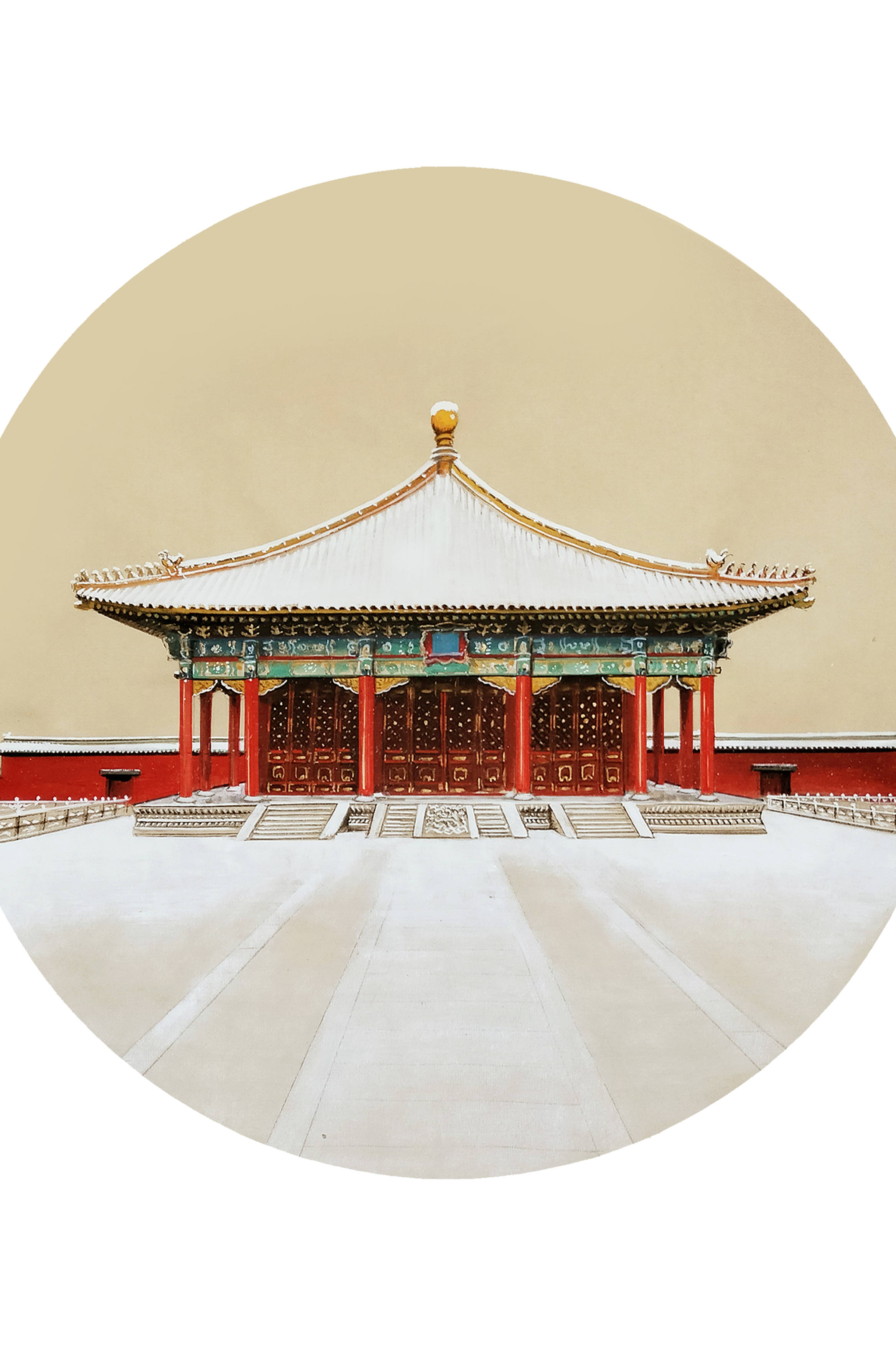 界画寒江---故宫《中和殿雪景图》