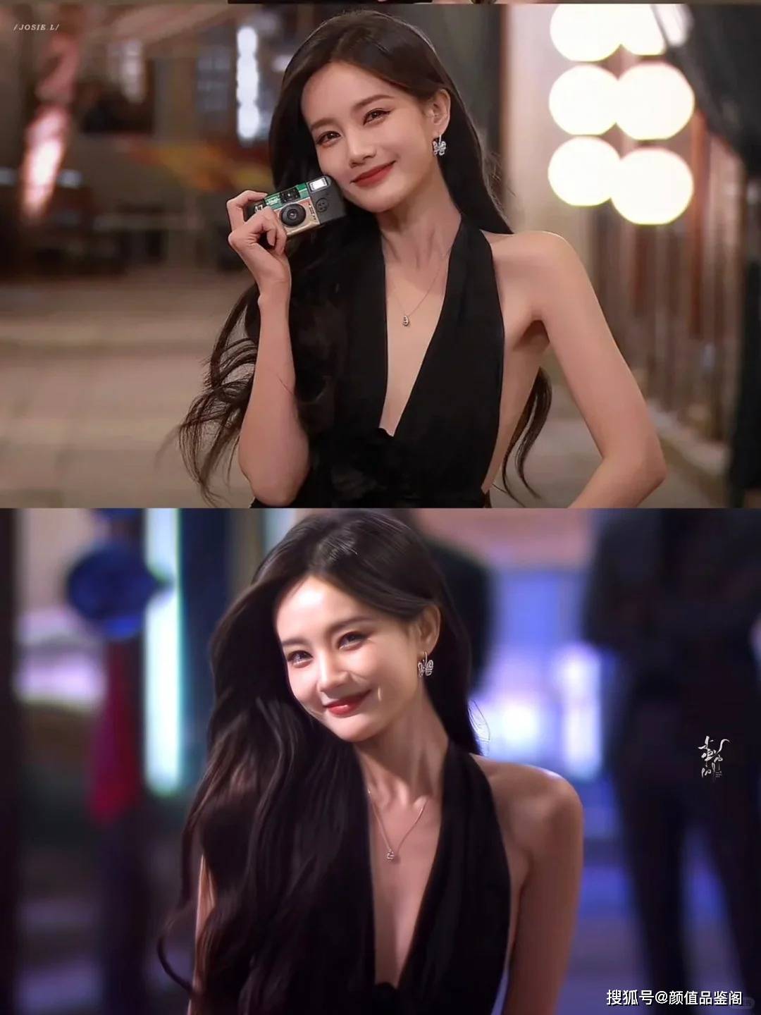 甜美又靓丽的李一桐:黑色深v礼服,美的让人窒息!_时尚_写真_气质