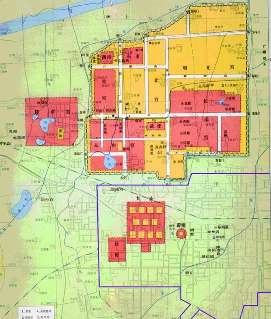 城杨坚开辟的新都实际就是汉长安城的东南近郊,命名新都为"大兴城"