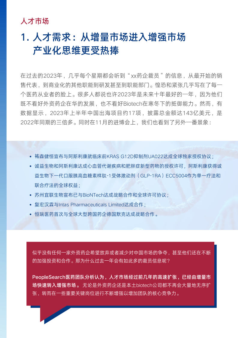 医药95业市场90才趋势报告-20页下载_合作_全球_生物