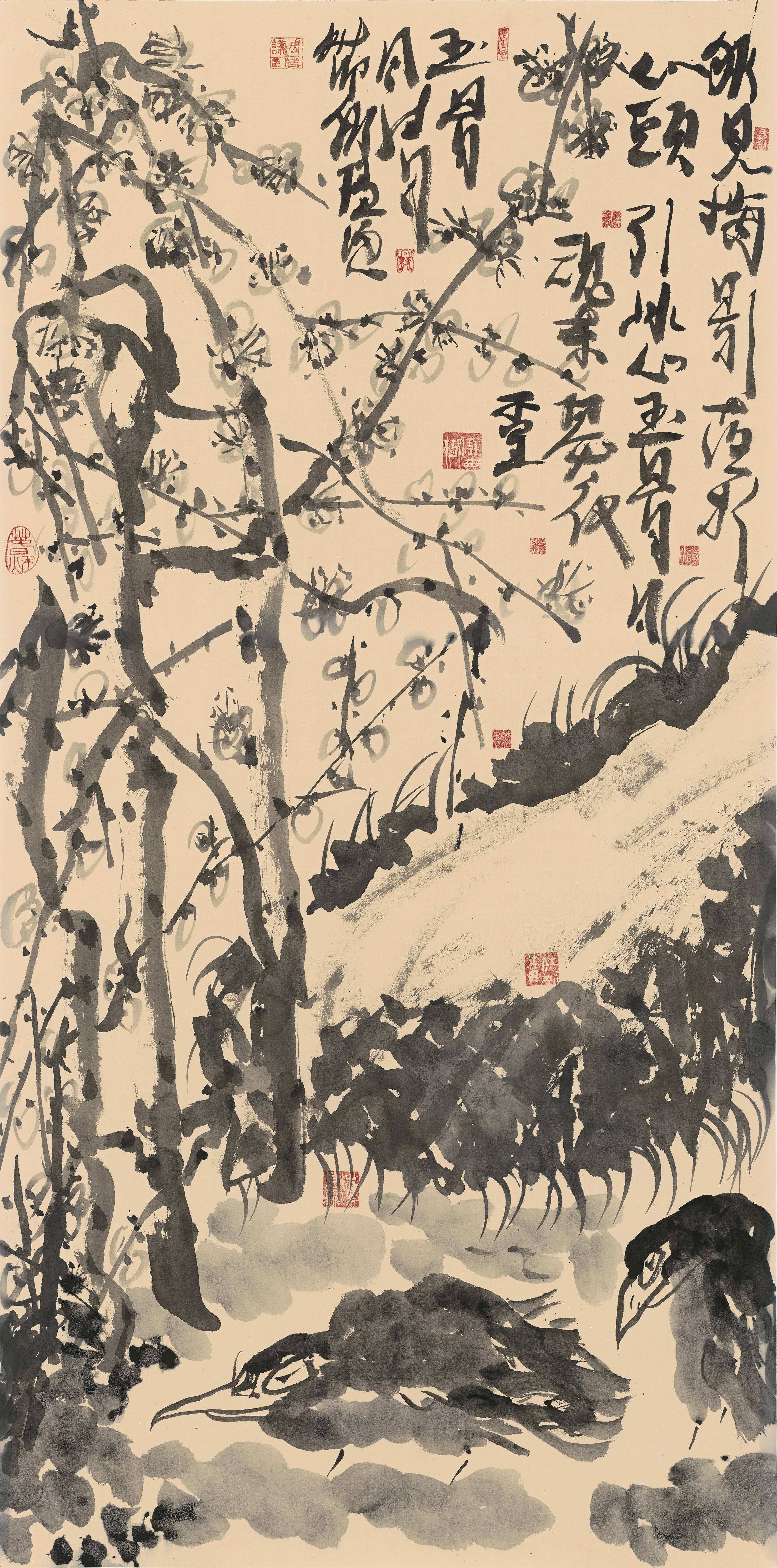 "中山画派创始人"大写意花鸟画家周隐谦笔下的松竹梅