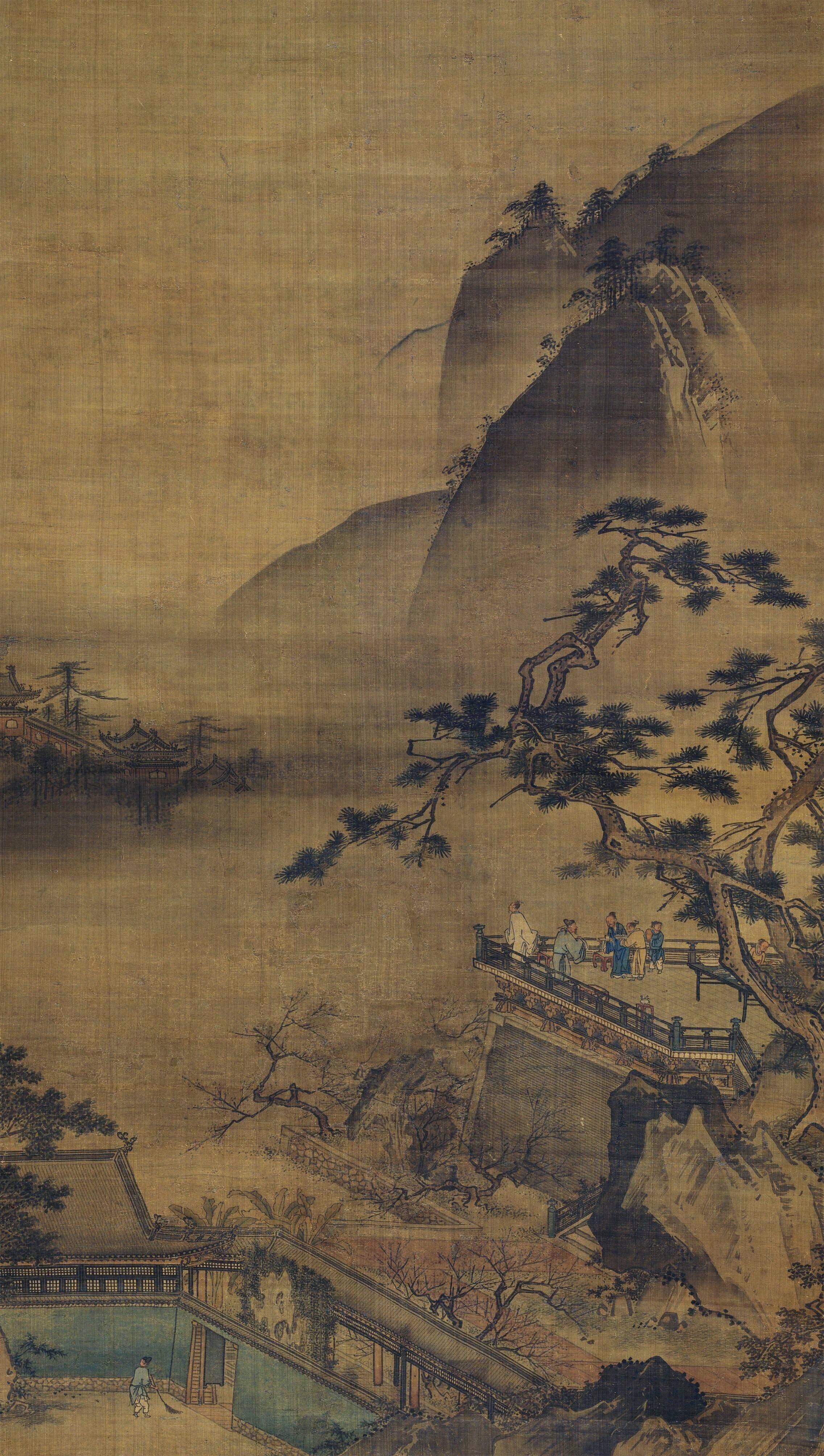 在"南宋四大家"中,刘松年行笔设色严谨而注重法度,是想把李唐向后拉