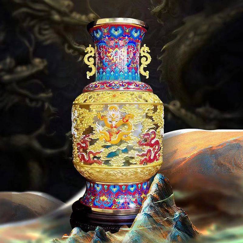 戴嘉林,张松茂联合创作《盛世江山·九龙尊》高约43cm_作品_艺术品