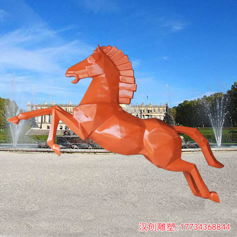 玻璃钢几何块面马雕塑 切面跳跃动物雕塑_形象_作品_生命力