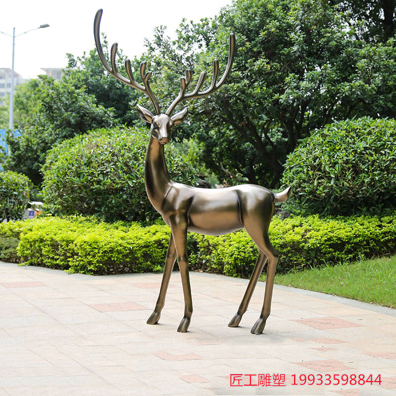 玻璃钢梅花鹿雕塑户外园林仿真铜鹿