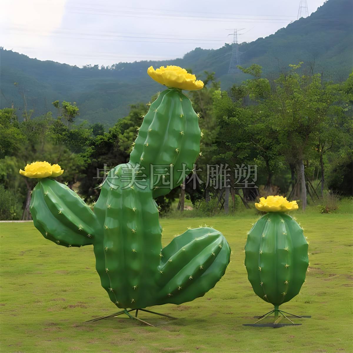 仙人掌雕塑玻璃钢仿真绿植仙人掌装饰摆件