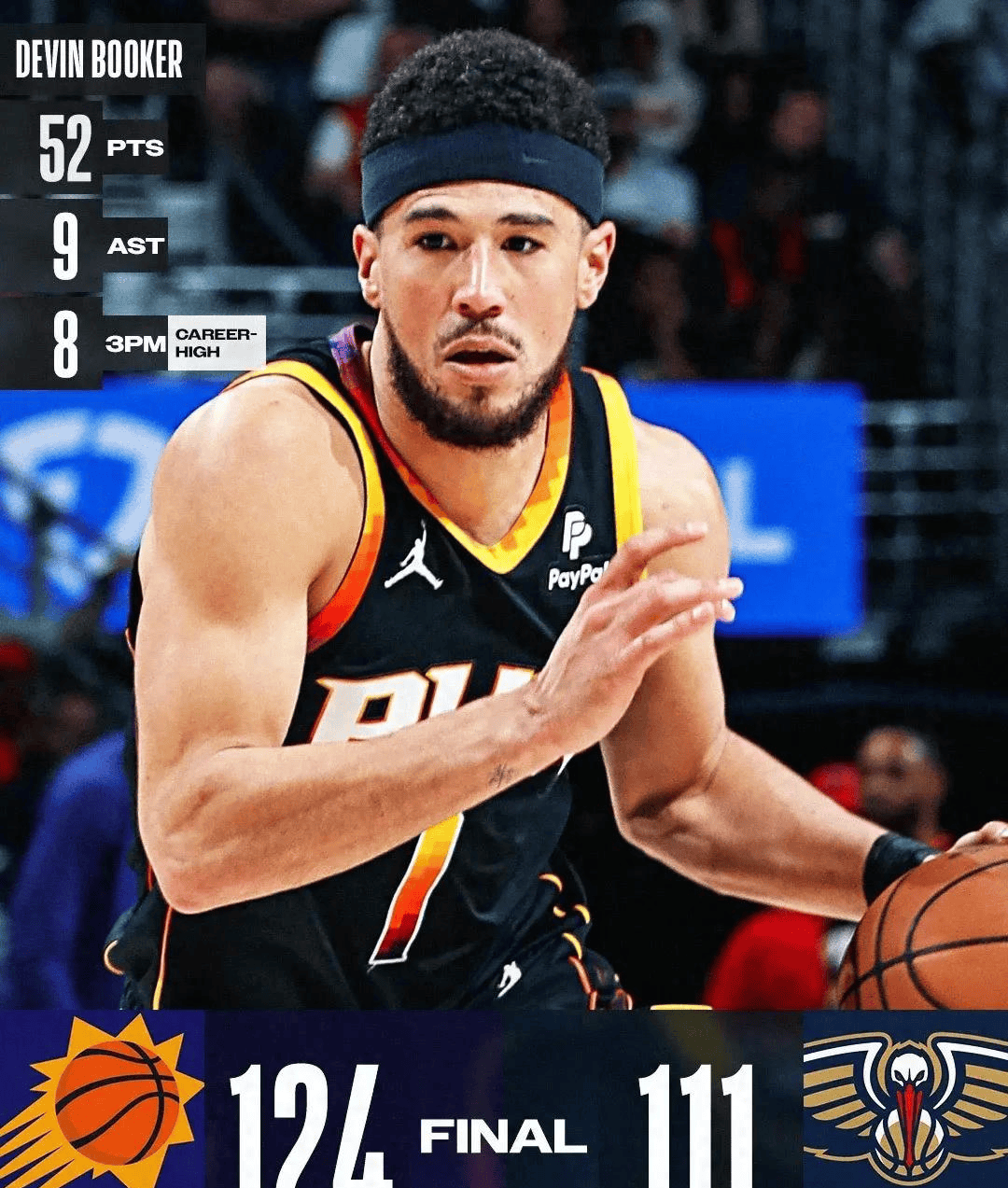 原创比肩张伯伦布克连续3次对鹈鹕砍50助力太阳升至西部第7