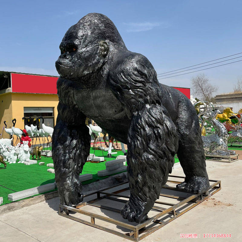 玻璃钢大猩猩雕塑 仿真动物模型创意装饰_形态_进行_动作