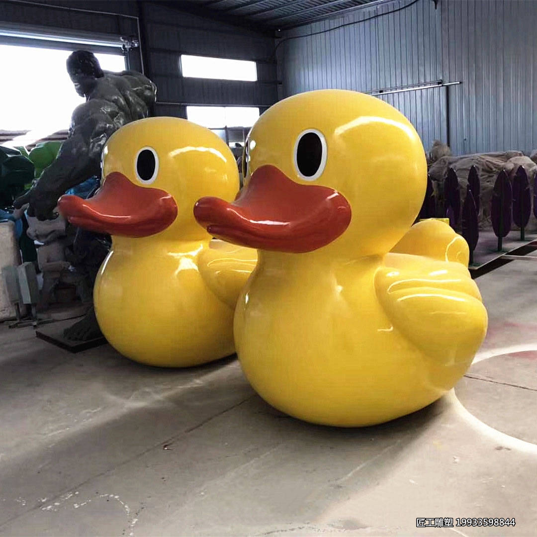 玻璃钢大黄鸭雕塑 户外卡通动物装饰品