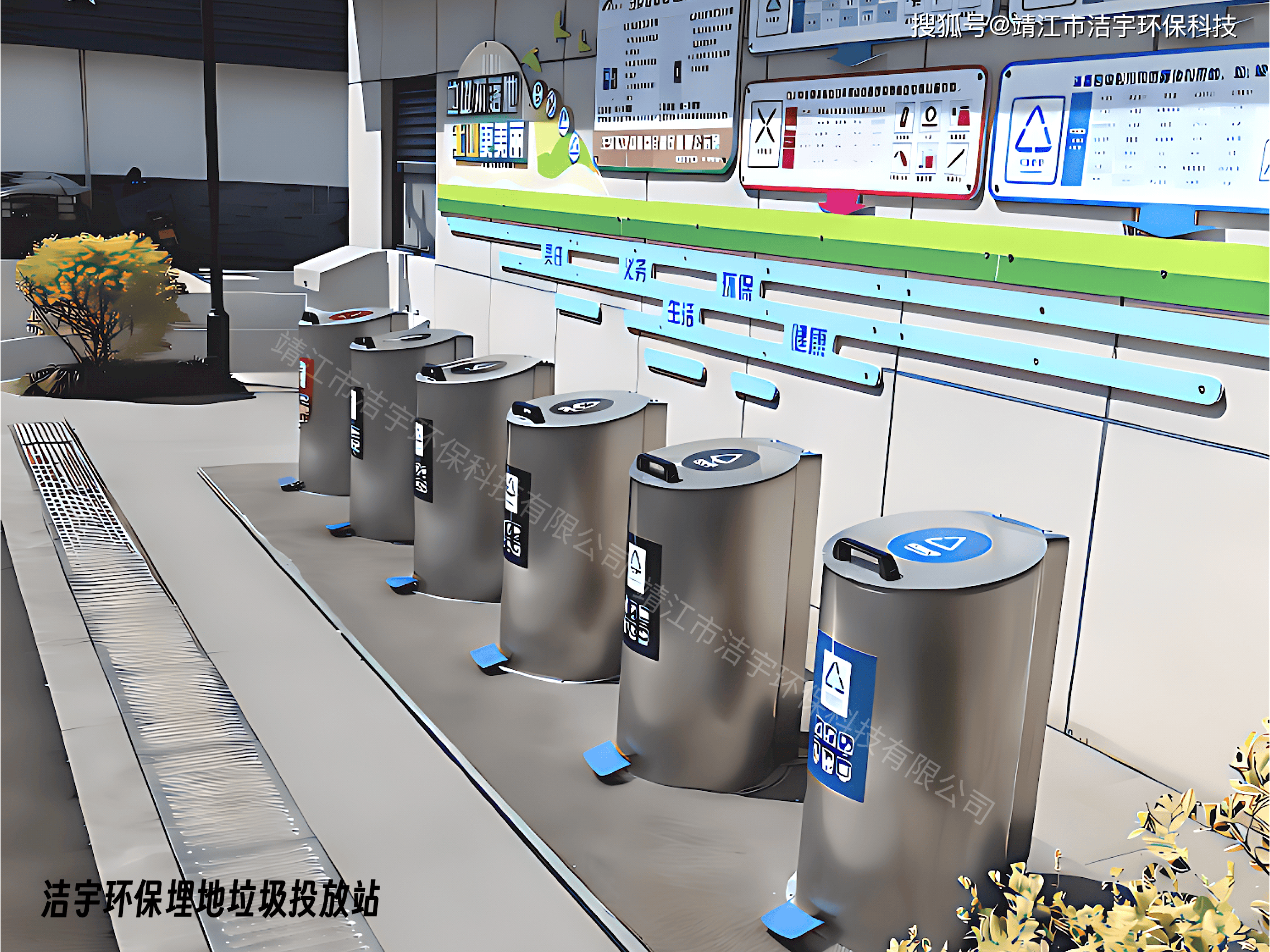 新型埋地垃圾箱成为城市生活中的一道亮丽风景线